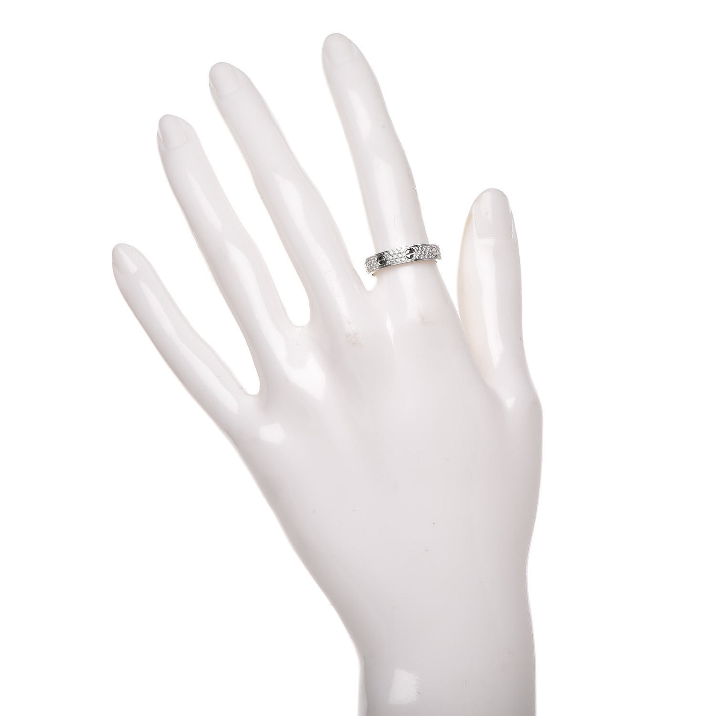 18K White Gold Diamond 4mm LOVE Wedding Paved Band Ring 52 6