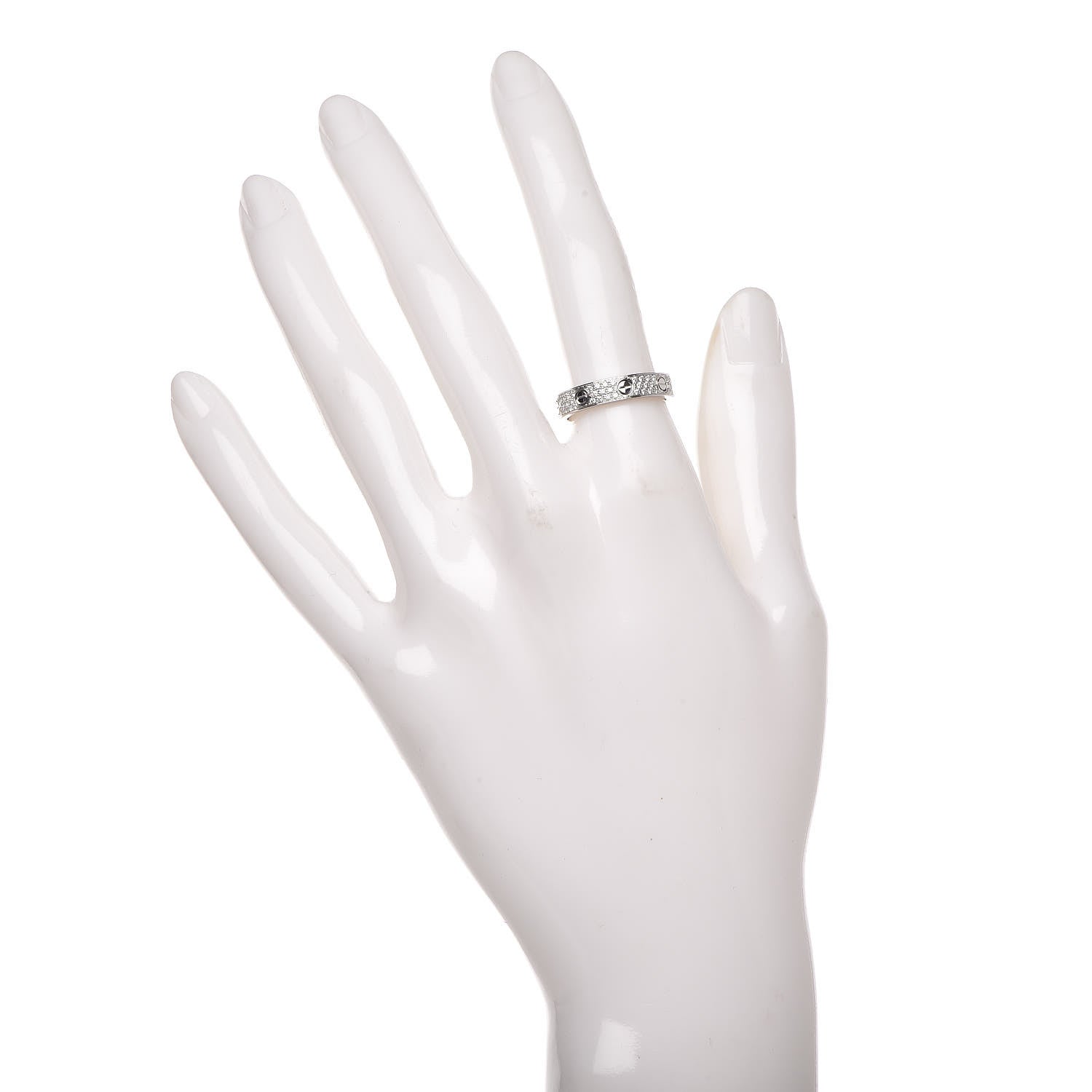 Cartier 18K White Gold Diamond 4mm LOVE Wedding Paved Band Ring 52 6 2 of 5