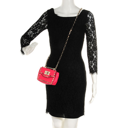 Valentino Garavani Vitello Small Rockstud Chain Strap Shoulder Bag Raspberry 2 of 7