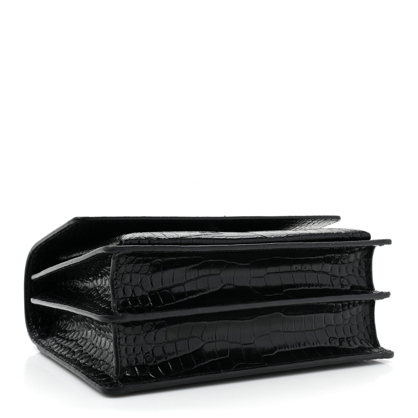 Calfskin Crocodile Embossed Medium Monochrome Monogram Sunset Black