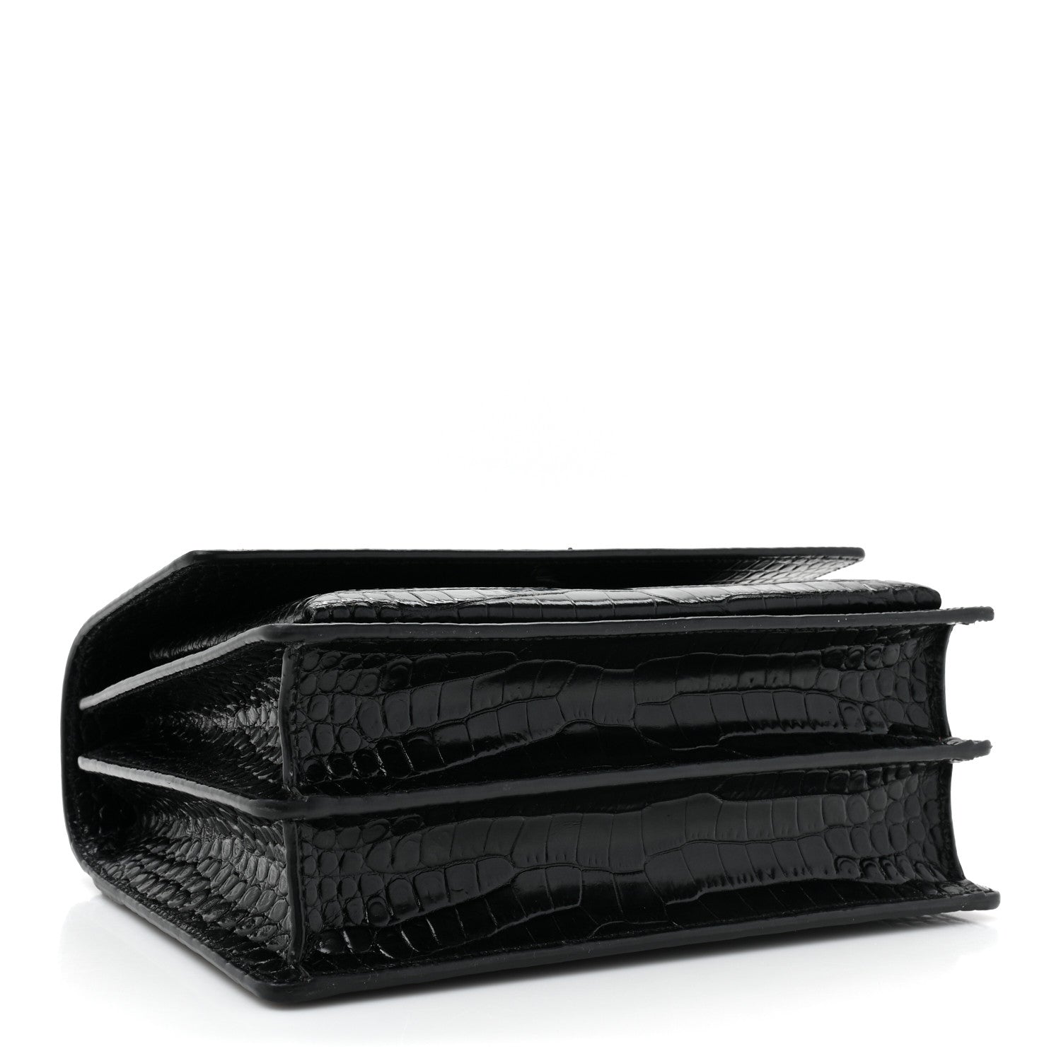 Saint Laurent Calfskin Crocodile Embossed Medium Monochrome Monogram Sunset Black 4 of 12