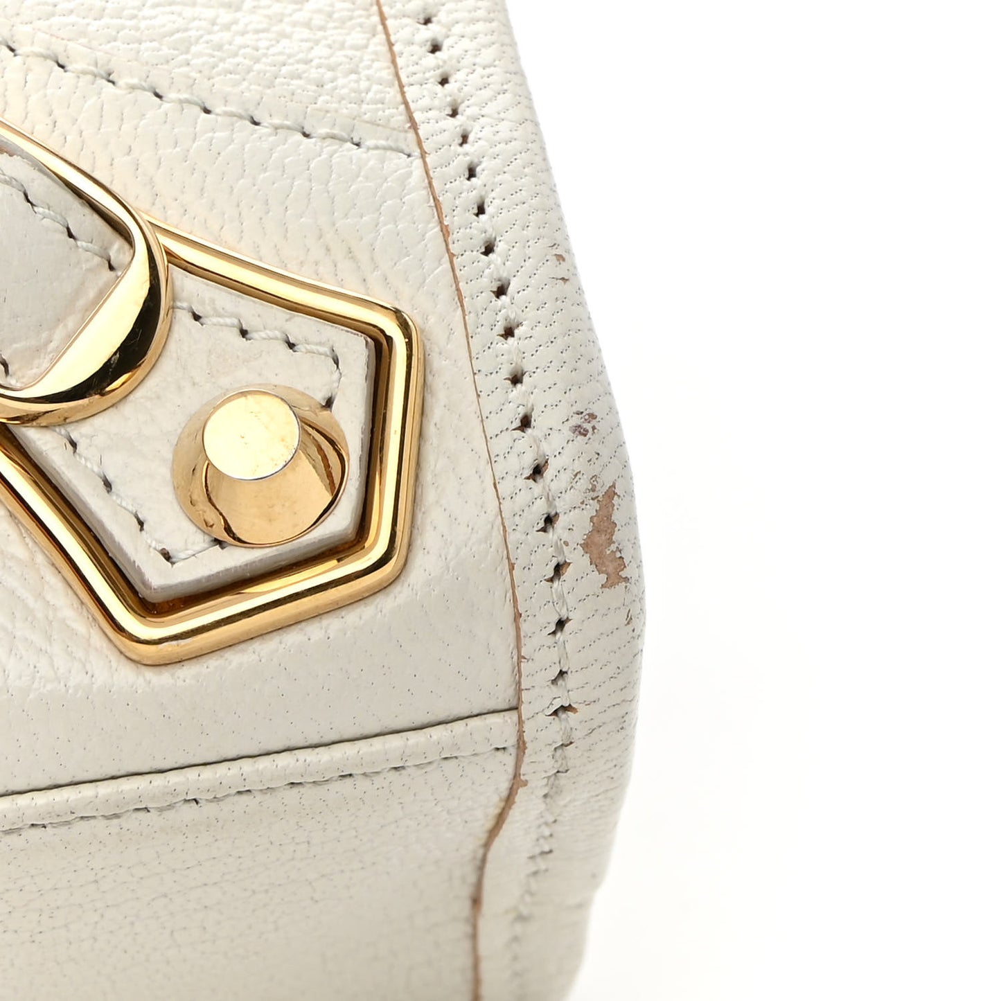 Chevre Gold Metallic Edge Hardware Mini City White