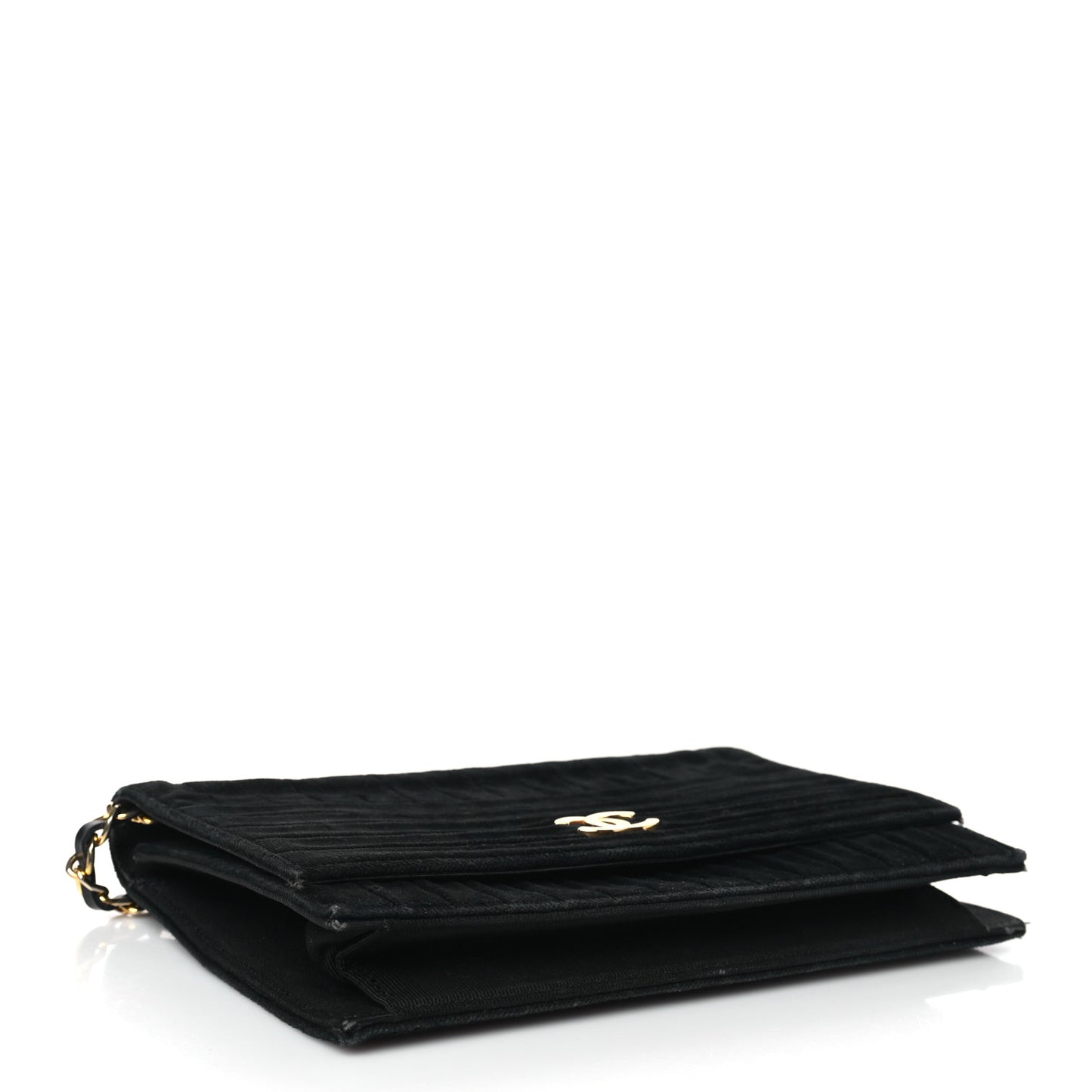 Velvet Vertical Horizontal Quilt Single Flap Black