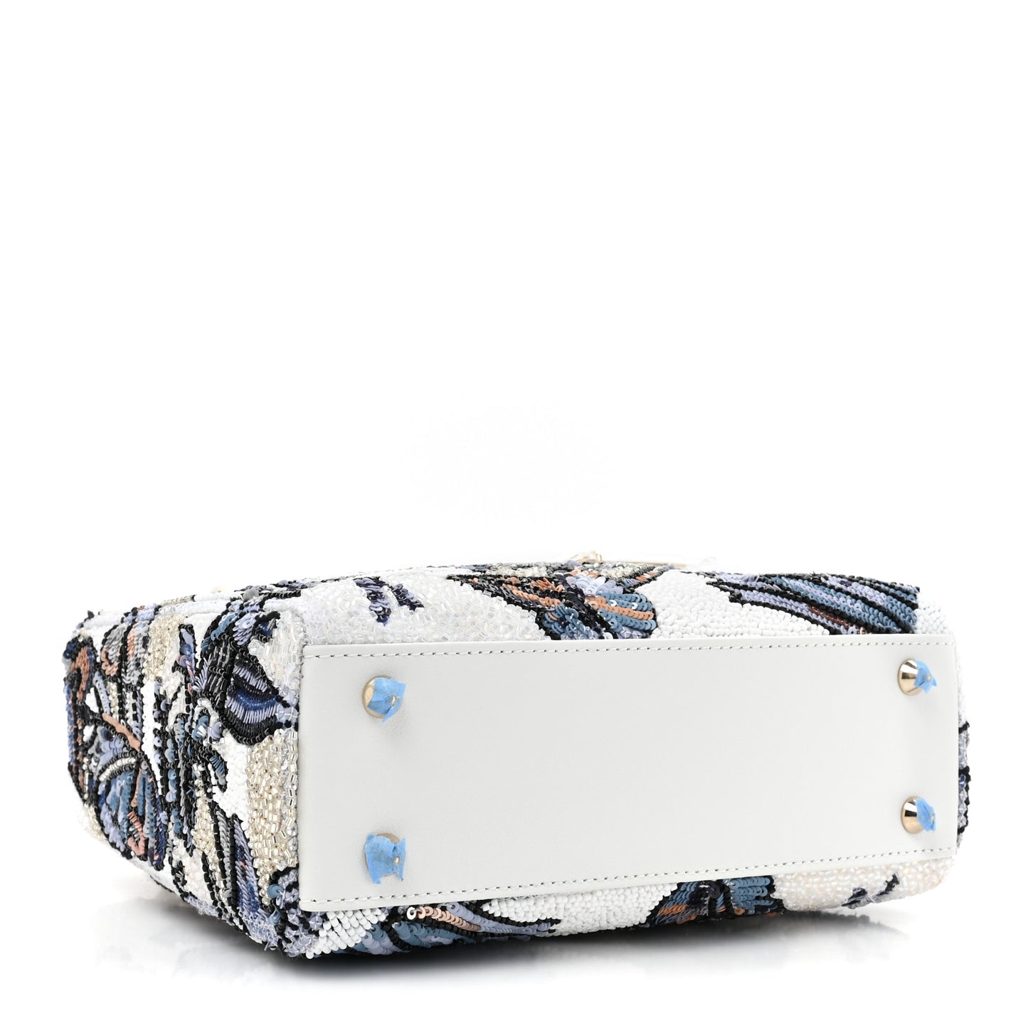 Calfskin Toile De Jouy Beaded Sequin Embroidered Small Mexico Lady Dior White Pastel Midnight Blue