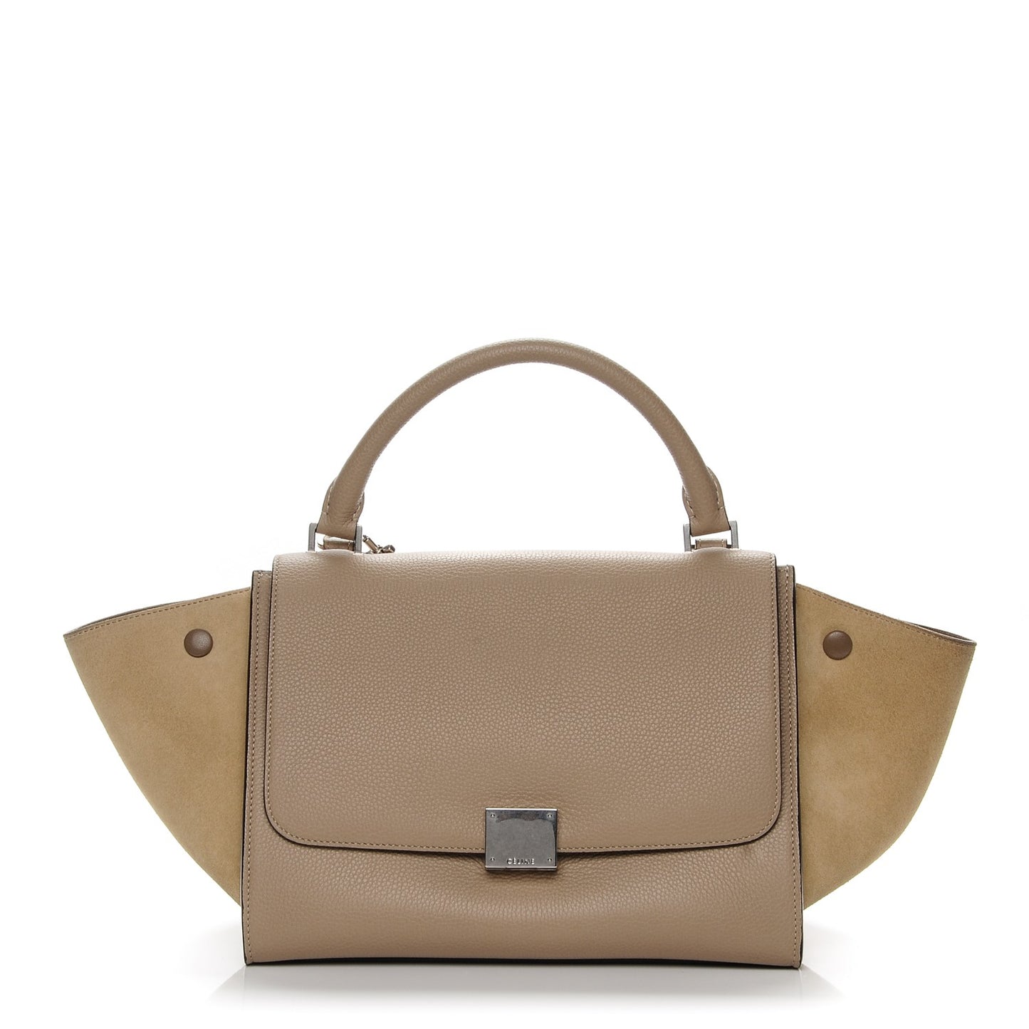Drummed Calfskin Suede Small Trapeze Dune