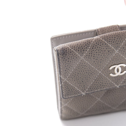 Chanel Iridescent Caviar Quilted Compact French Flap Wallet Grey 14 of 16