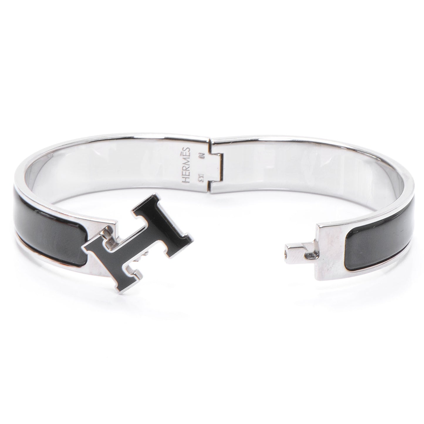 Enamel Narrow Clic Clac H Bracelet PM Black