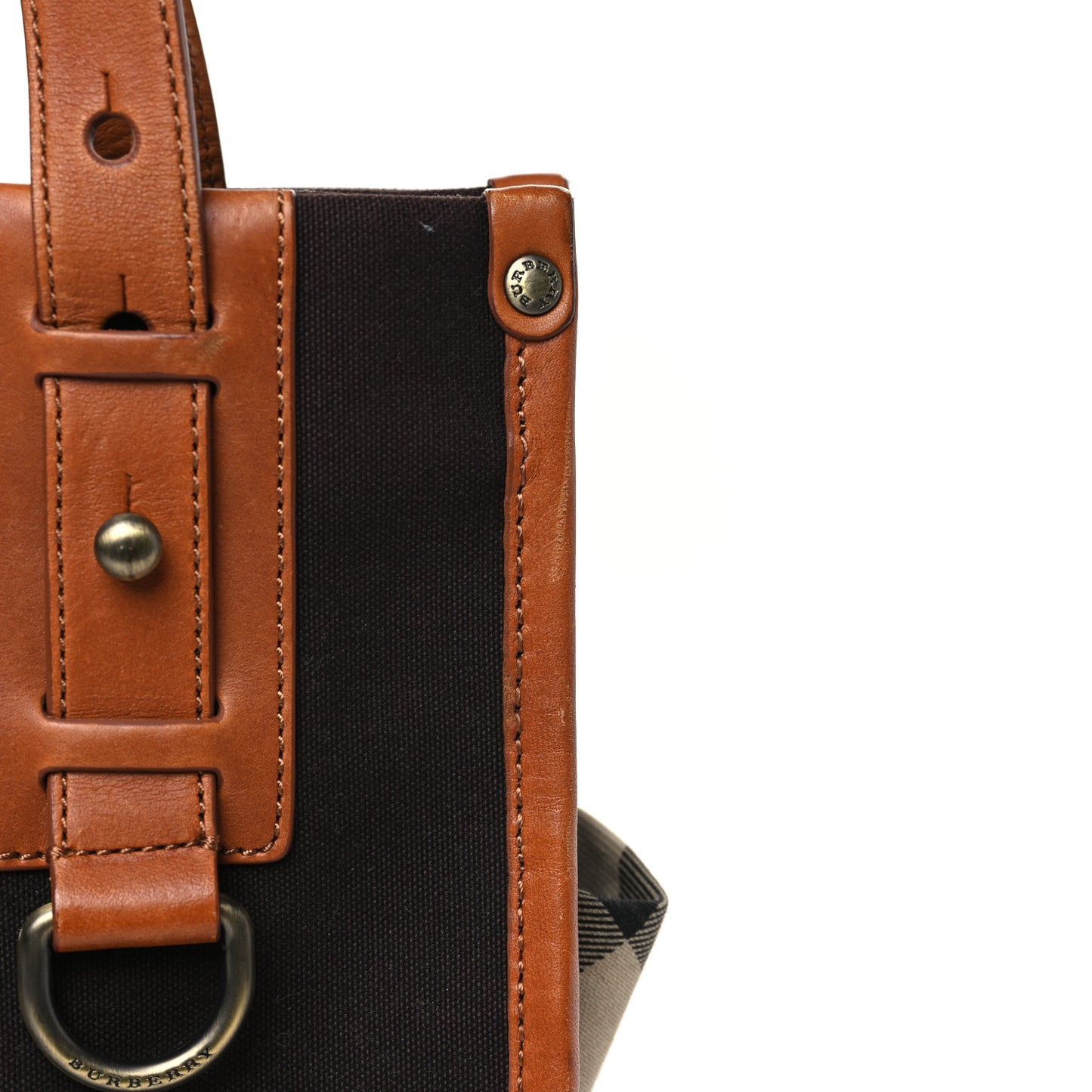 Canvas Calfskin Two Tone Tote Bag Tan