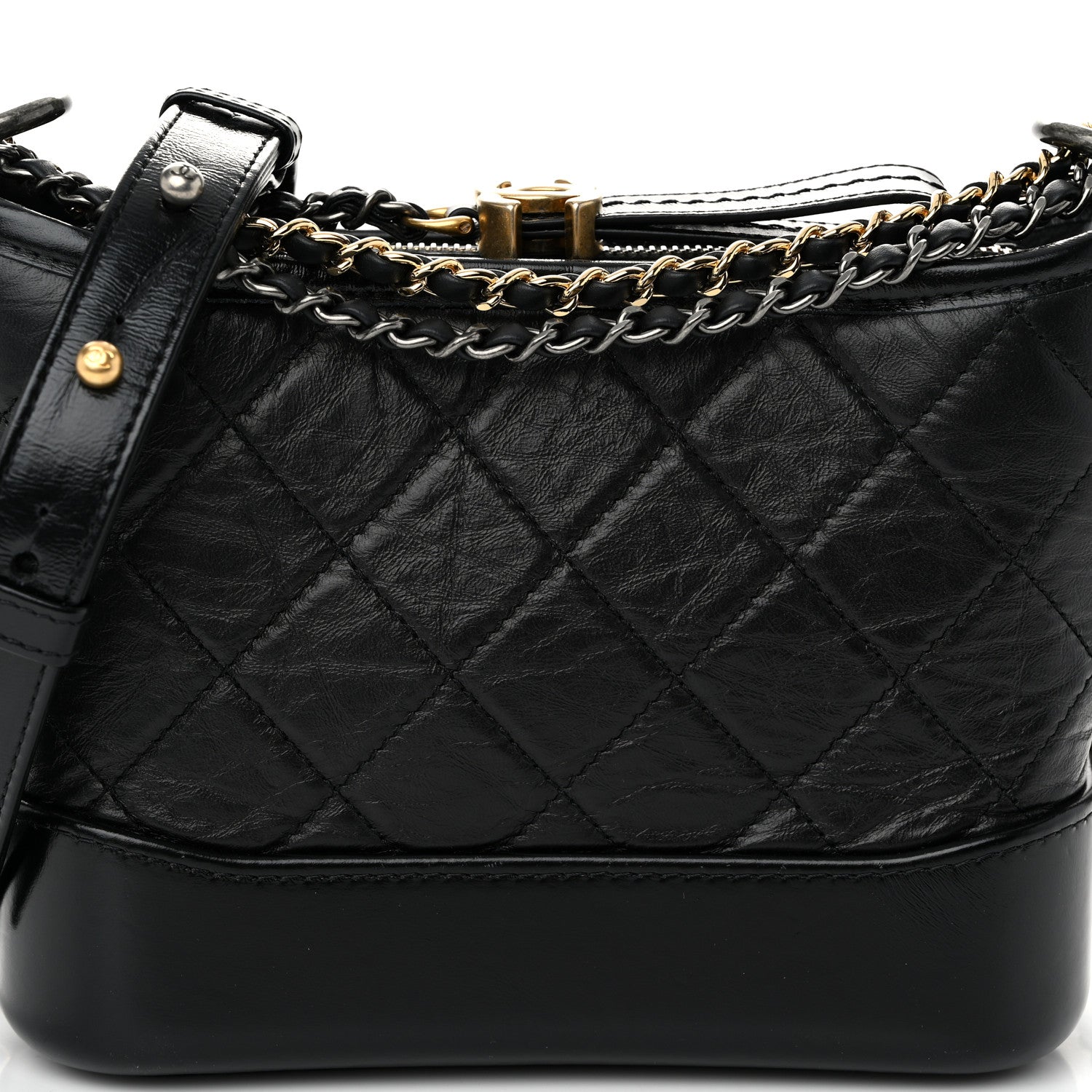 Chanel Aged Calfskin Quilted Small Gabrielle Hobo Black 8 of 10