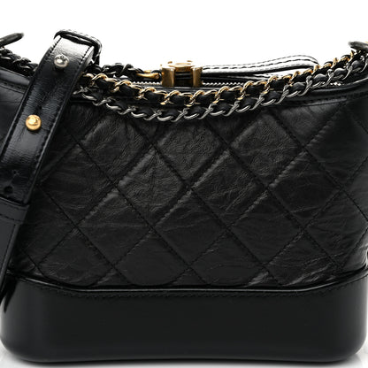 Chanel Aged Calfskin Quilted Small Gabrielle Hobo Black 8 of 10