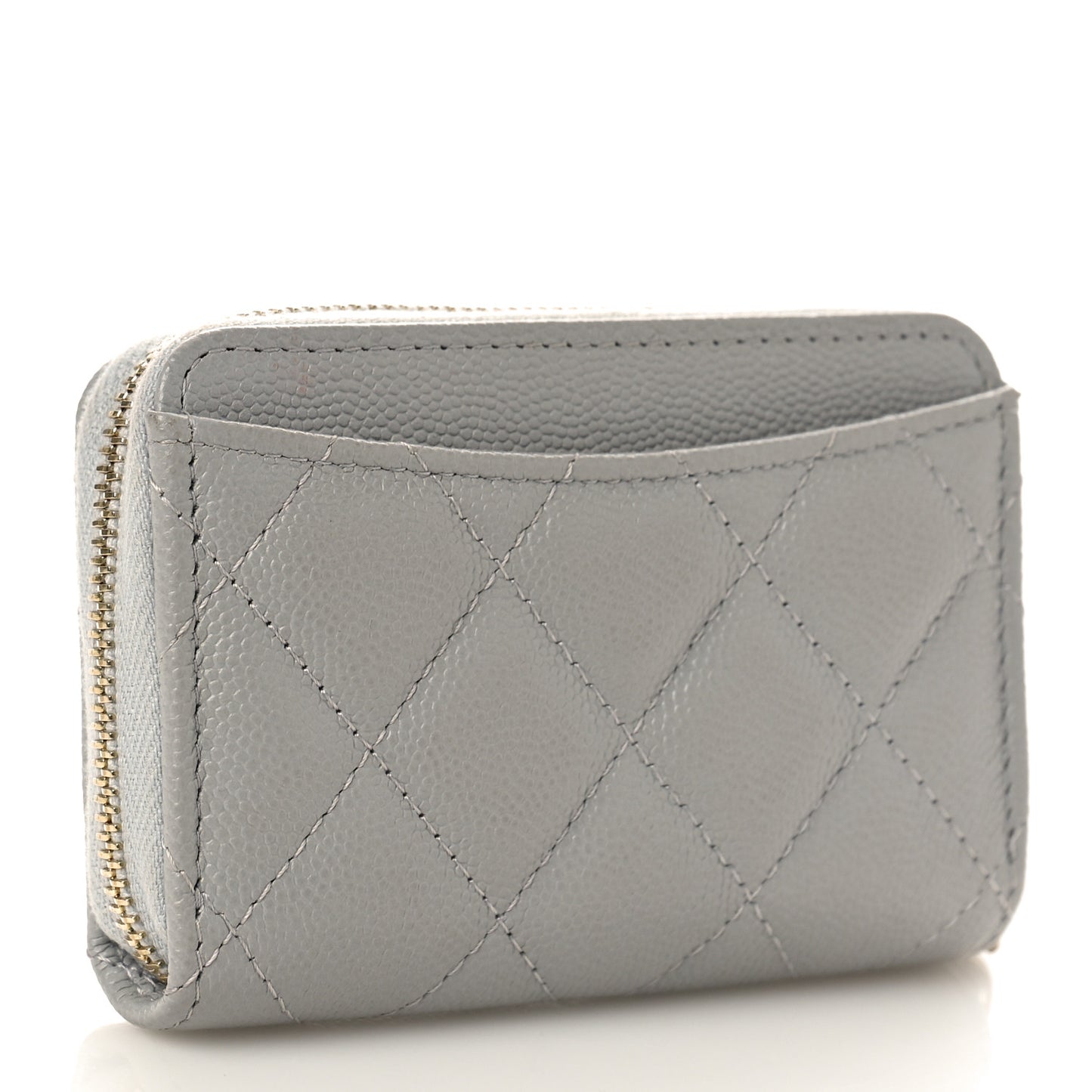 Caviar Quilted Zip Coin Purse Grey