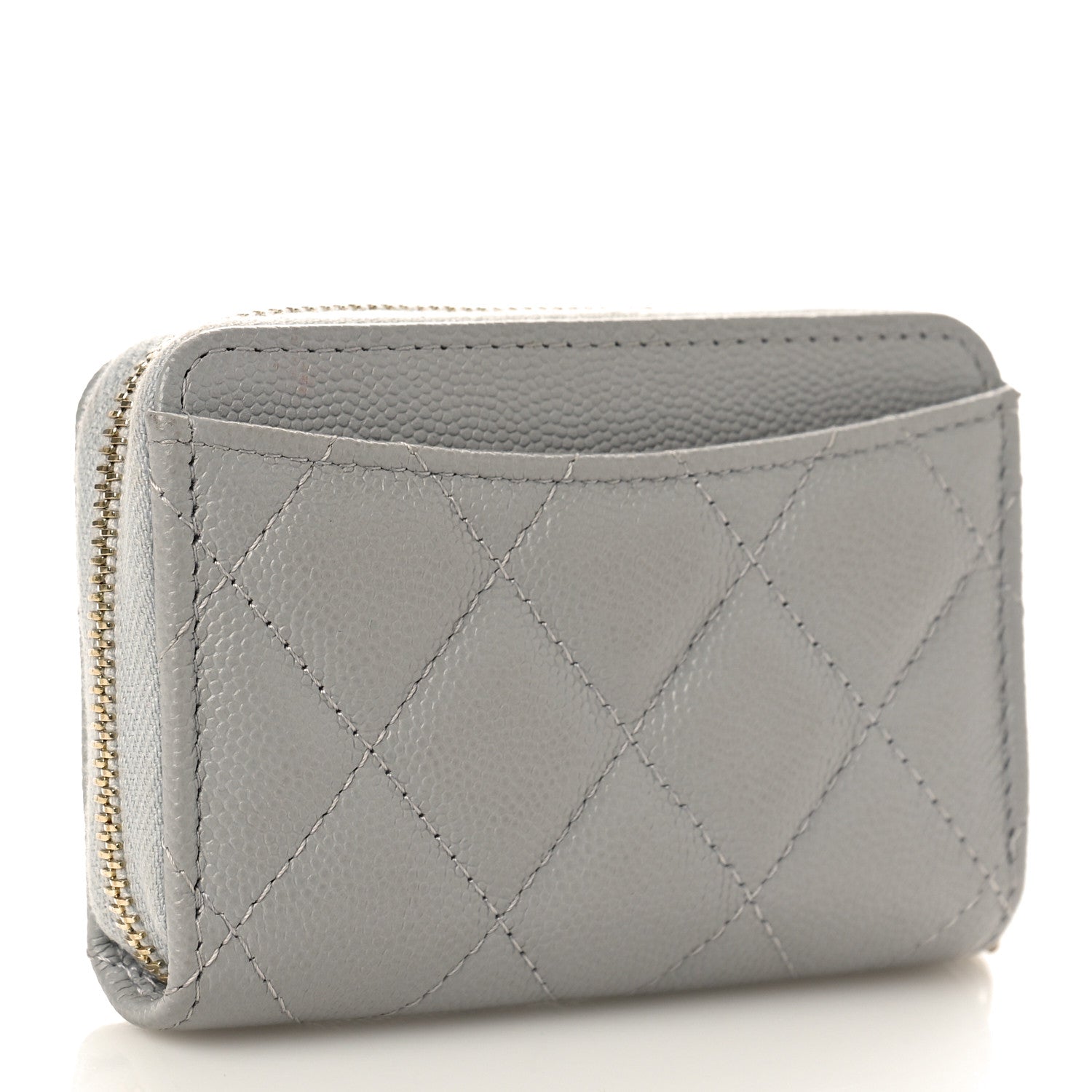Chanel Caviar Quilted Zip Coin Purse Grey 3 of 10