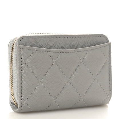 Chanel Caviar Quilted Zip Coin Purse Grey 3 of 10