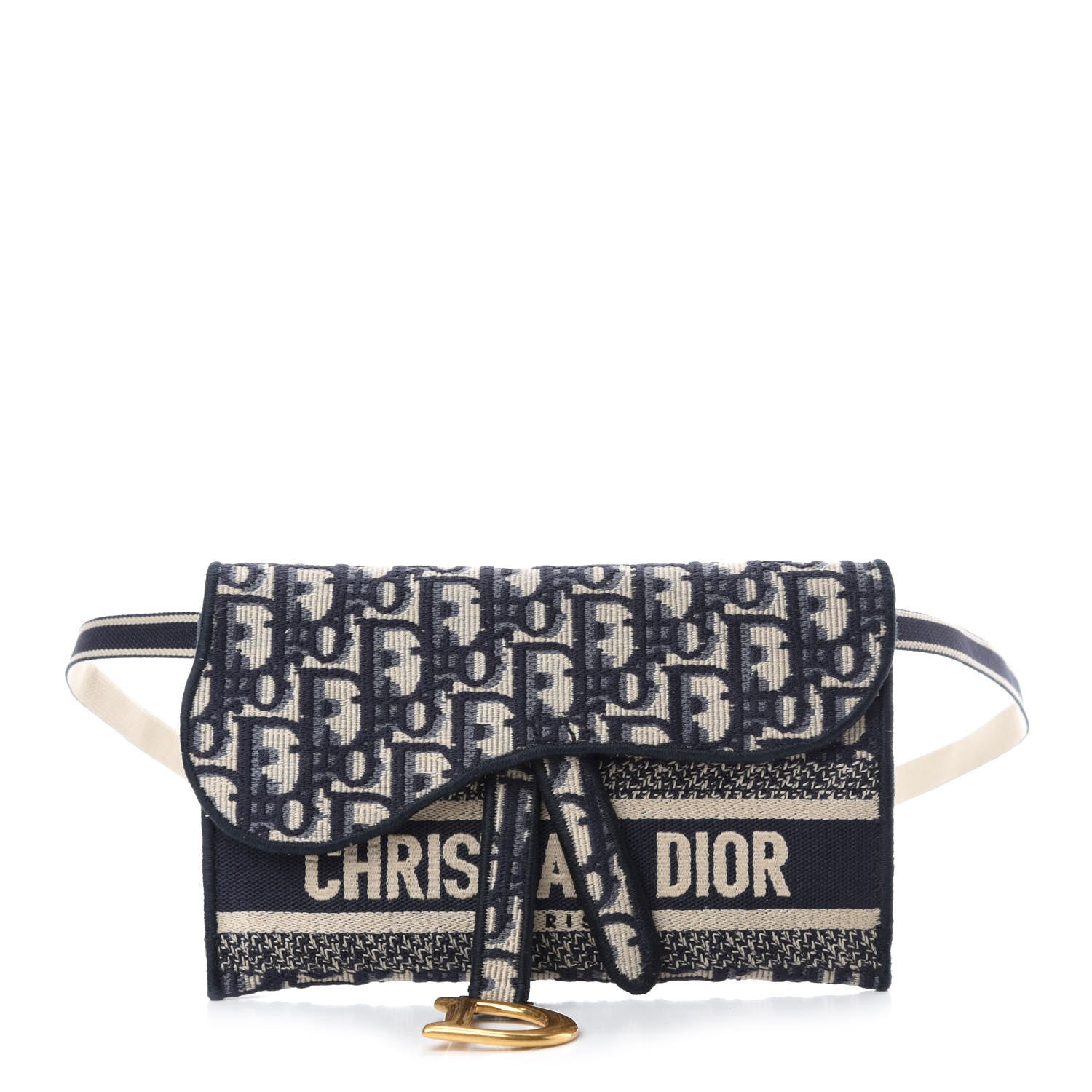 Christian Dior Oblique Slim Saddle Pouch Blue 1 of 11