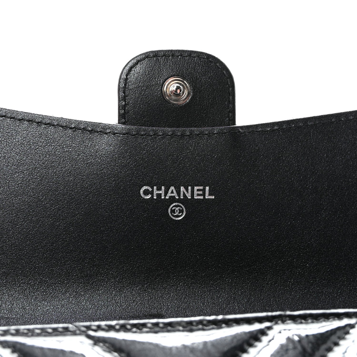 Chanel Patent Metallic Crumpled Calfskin Chevron Quilted Large Gusset Flap Wallet So Black 6 of 9
