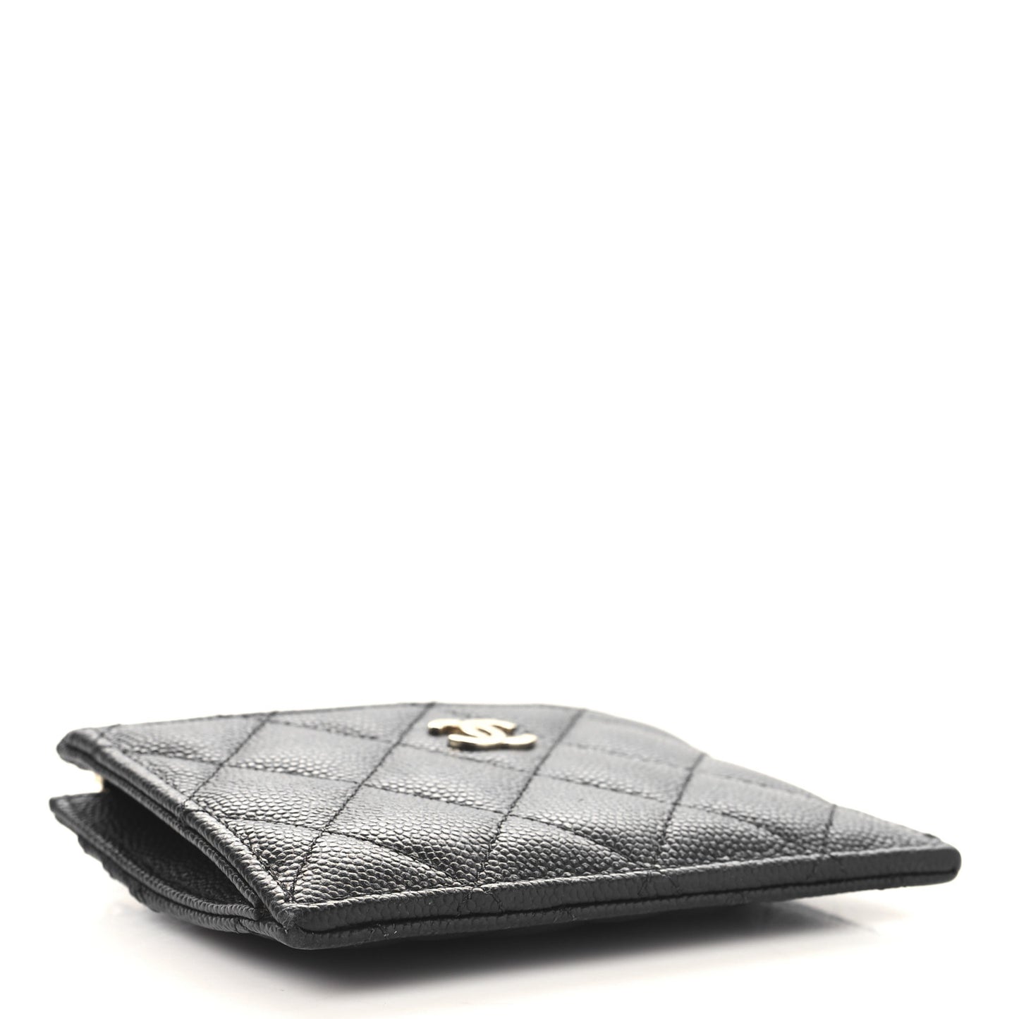 Caviar Quilted CC Zip Card Holder Black