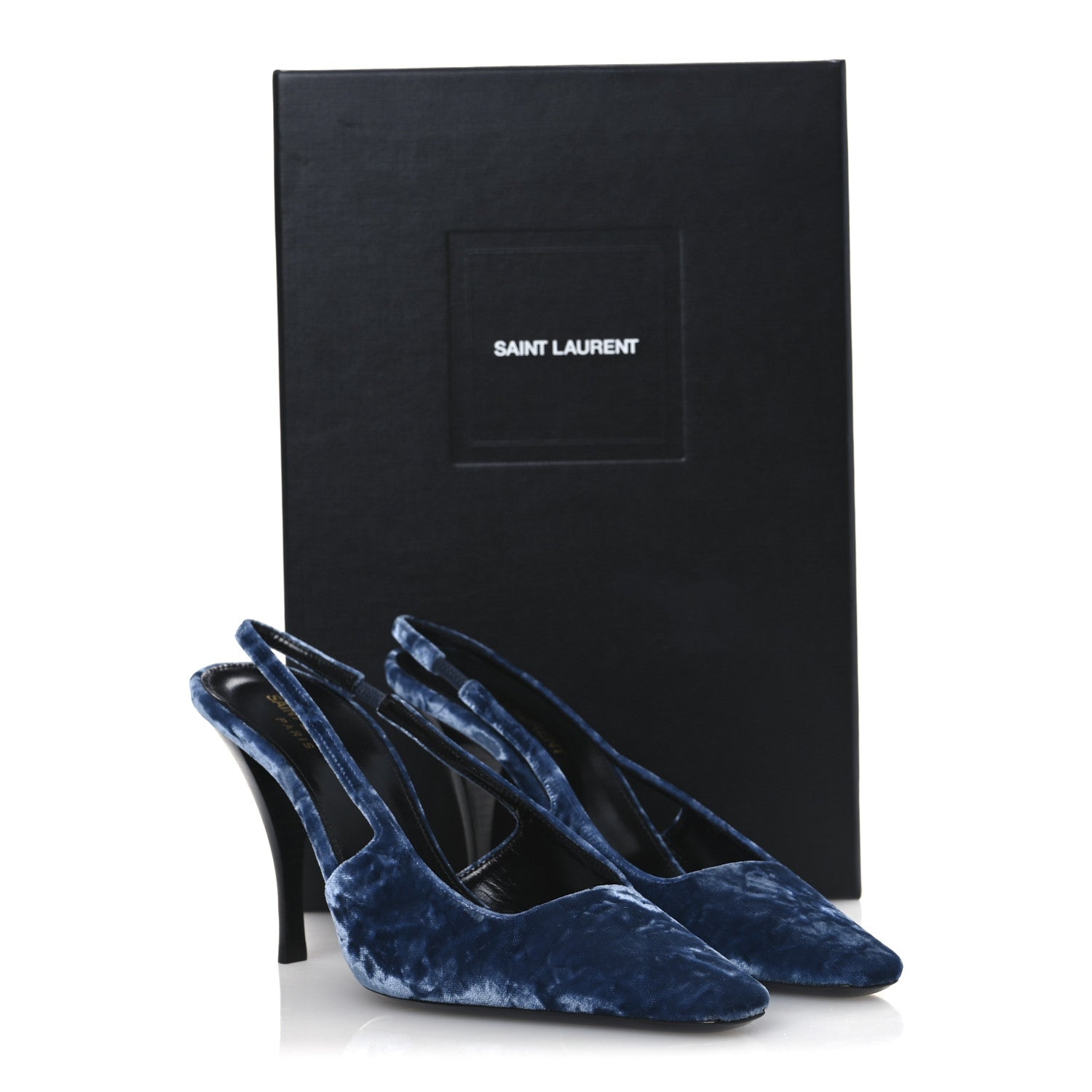 Saint Laurent Velluto Mastrop Tom 90 Dream Slingback Pumps 37 Denim 12 of 12