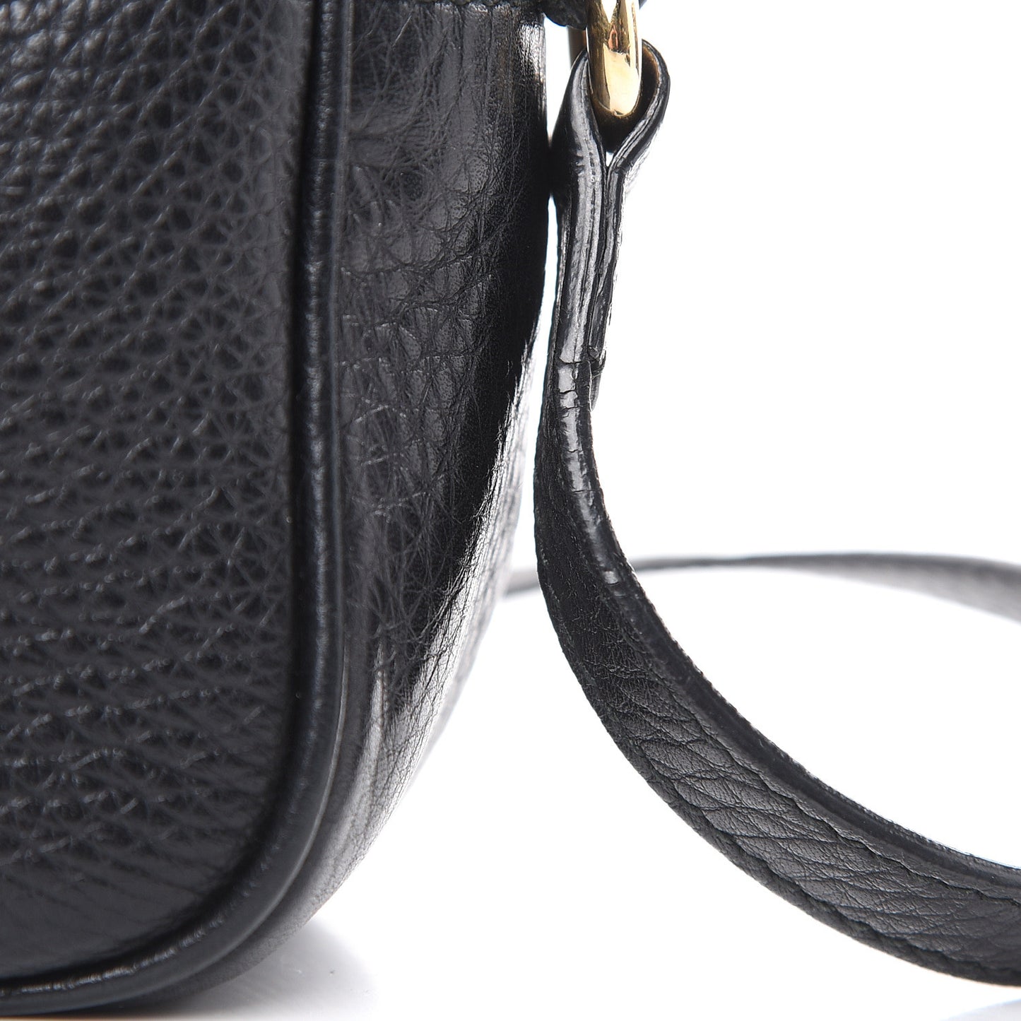 Pebbled Calfskin Small Soho Disco Bag Black