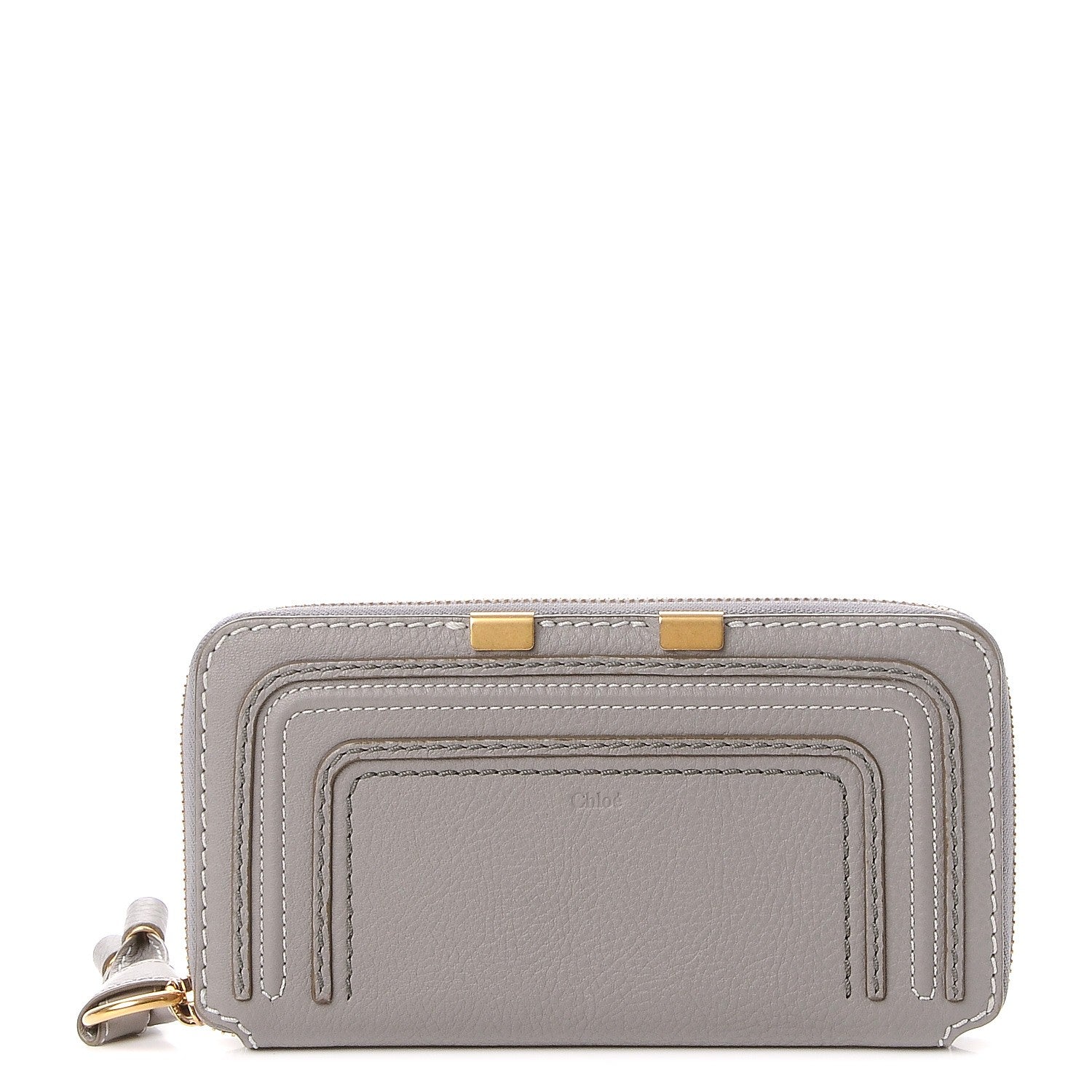Chloe Calfskin Marcie Long Zip Around Wallet Cashmere Grey 1 of 9