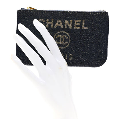 Chanel Lurex Canvas Deauville Cosmetic Pouch Navy Blue Gold 2 of 9