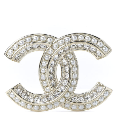 Chanel Crystal Pearl Chain Mania CC Earrings Gold 1 of 4