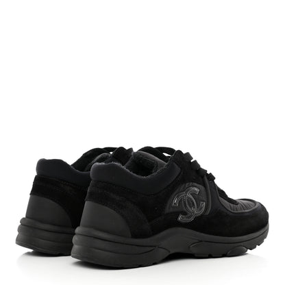 Chanel Fabric Calfskin Suede CC Sneakers 36 Black 4 of 15