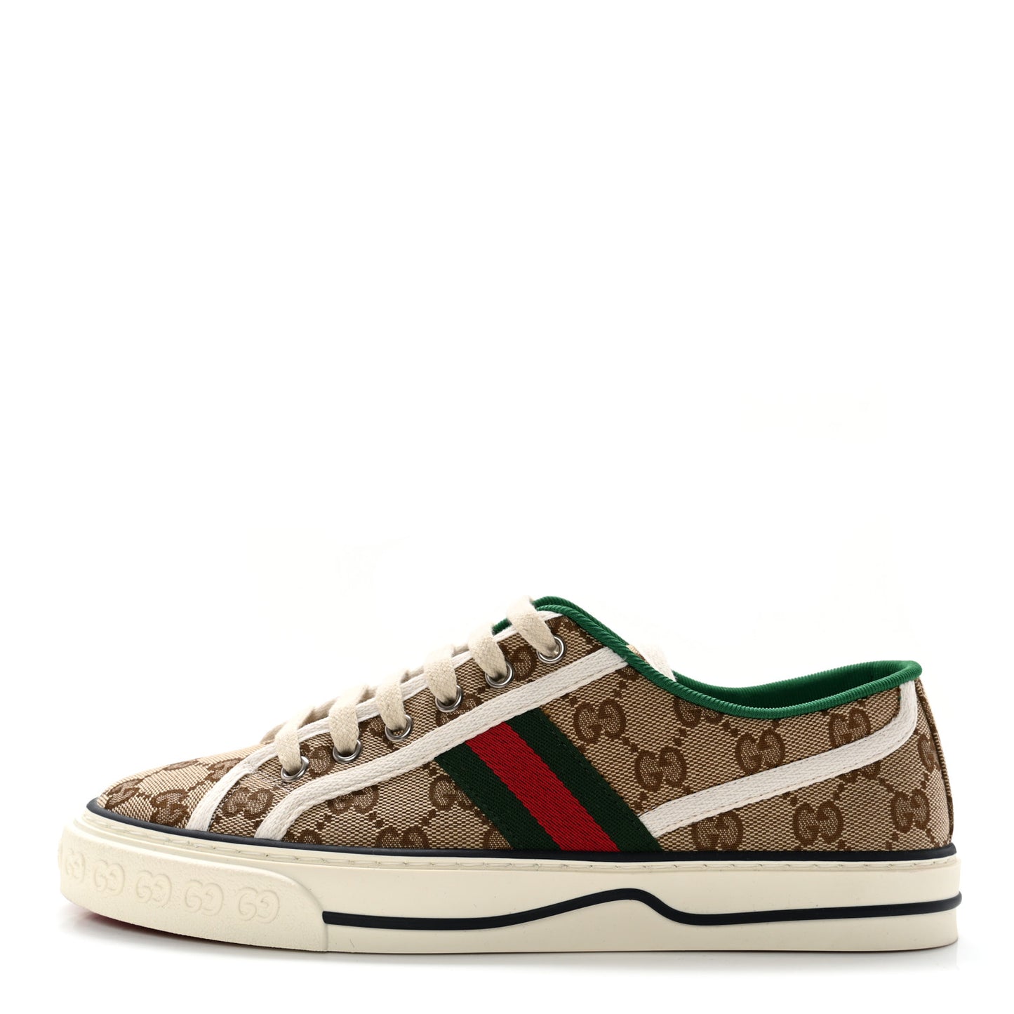 GG Monogram Web Womens 1977 Tennis Sneakers 39 Beige Ebony Mystic White