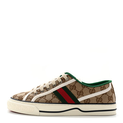 Gucci GG Monogram Web Womens 1977 Tennis Sneakers 39 Beige Ebony Mystic White 1 of 8