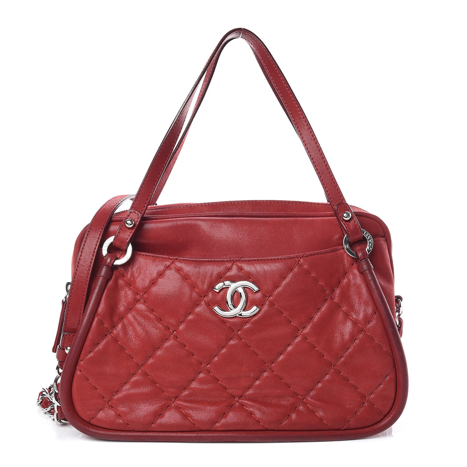 Chanel Iridescent Calfskin Quilted Relax CC Camera Case Red 1 of 16