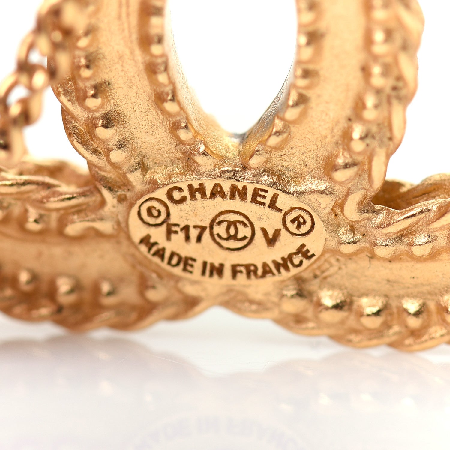 Chanel CC Drop Earrings Matte Gold 4 of 5