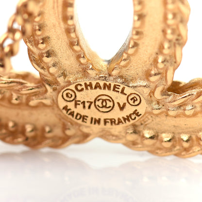 Chanel CC Drop Earrings Matte Gold 4 of 5