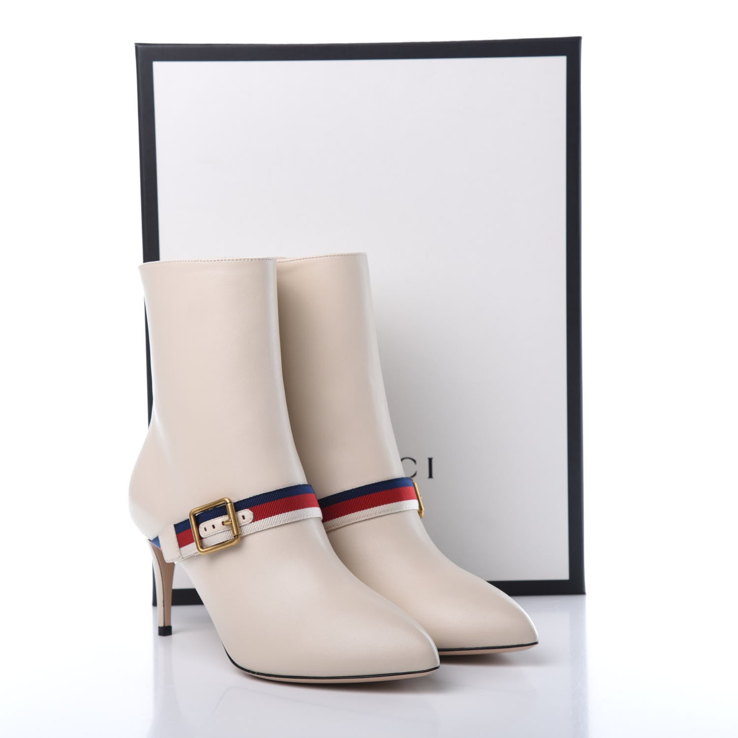 Gucci Nappa Sylvie Ankle Boots 38 Mystic White 9 of 9