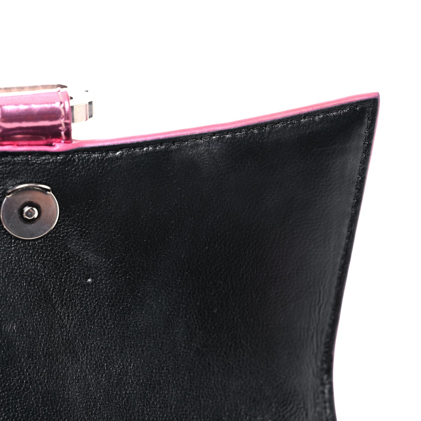 Metallic Shiny Calfskin Crocodile Embossed Hourglass Top Handle Bag XS Pink