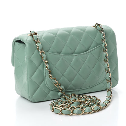 Chanel Lambskin Quilted Mini Rectangular Flap Light Green 3 of 11