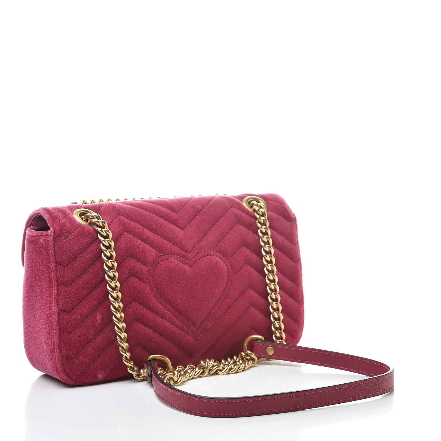 Gucci Velvet Matelasse Small GG Marmont Shoulder Bag Fuchsia Violet Cyclamen 3 of 13