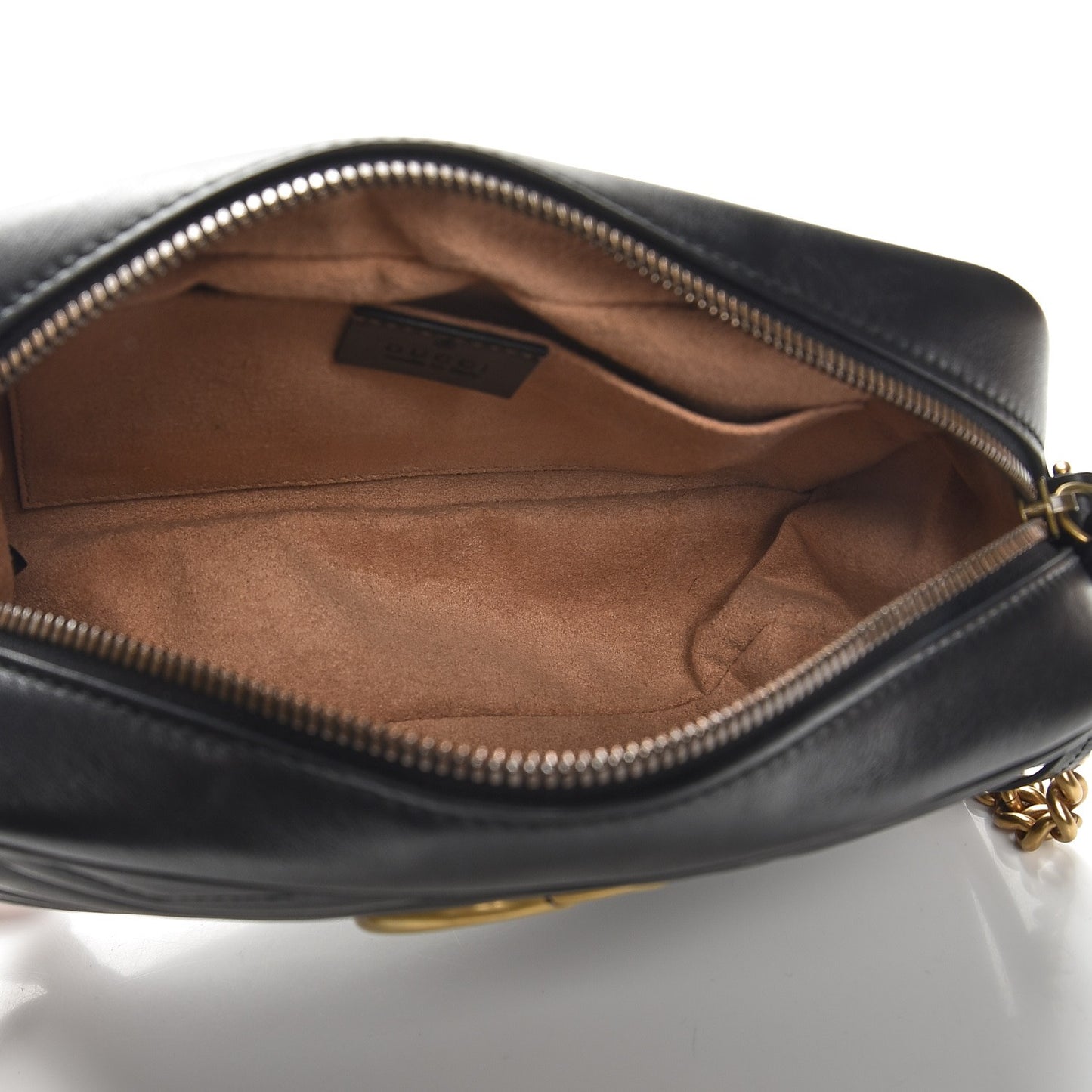 Calfskin Matelasse Small GG Marmont Chain Shoulder Bag Black