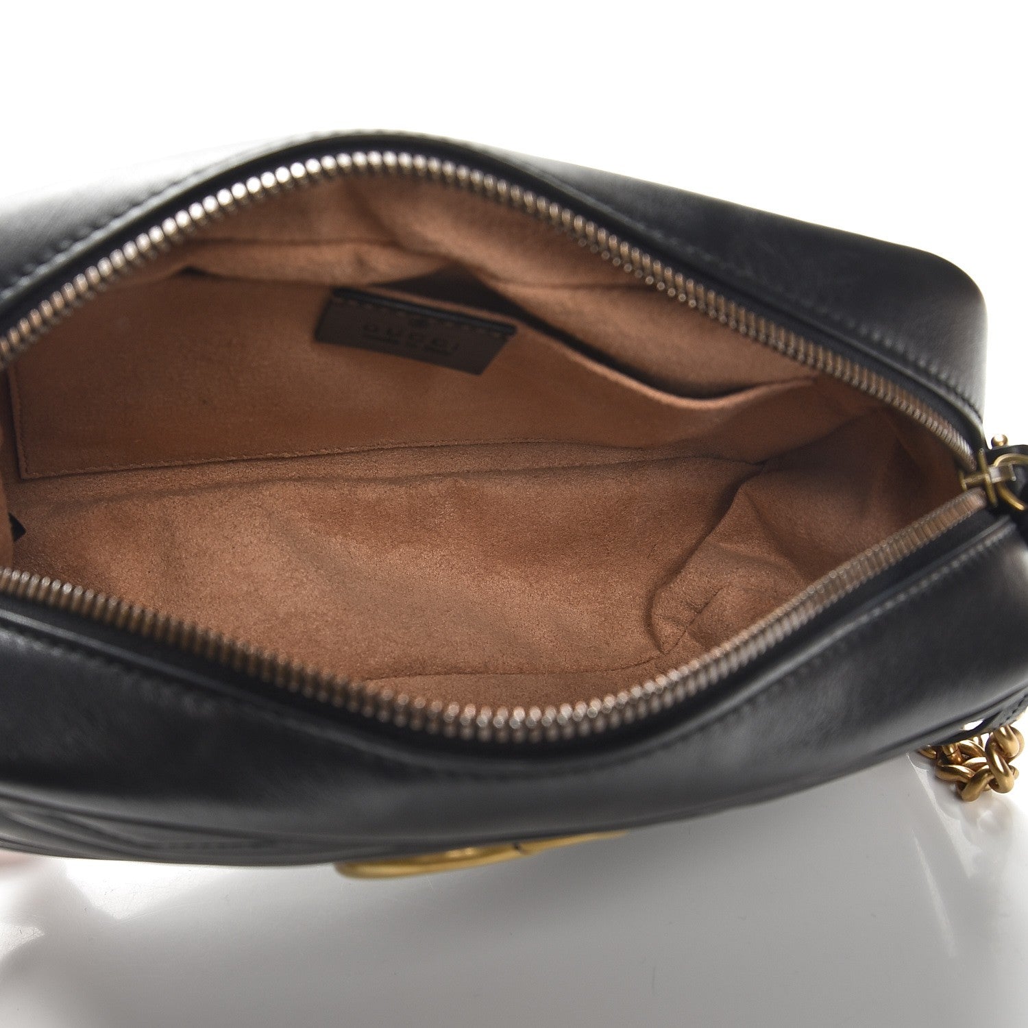 Gucci Calfskin Matelasse Small GG Marmont Chain Shoulder Bag Black 5 of 7
