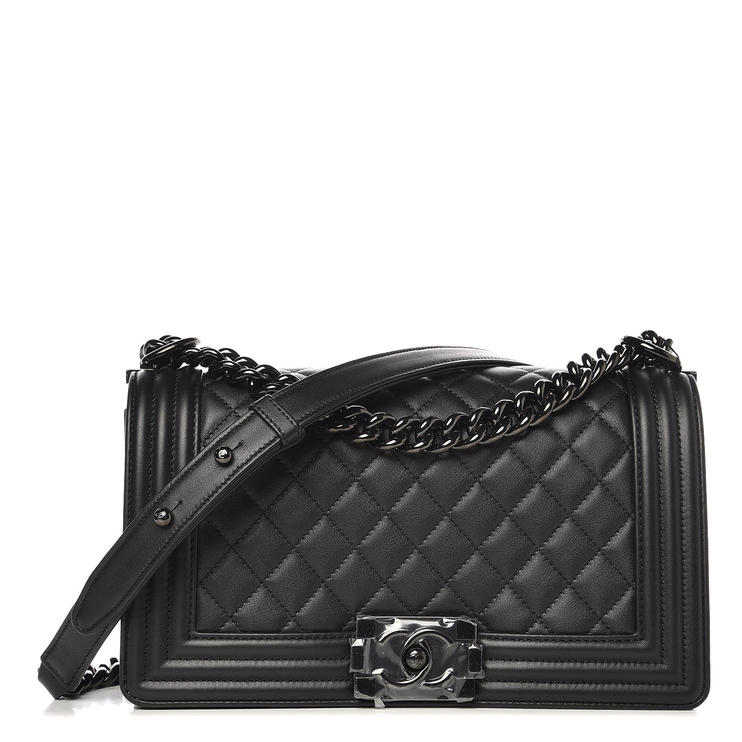 Chanel Calfskin Quilted Medium Boy Flap So Black 1 of 7
