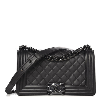 Chanel Calfskin Quilted Medium Boy Flap So Black 1 of 7