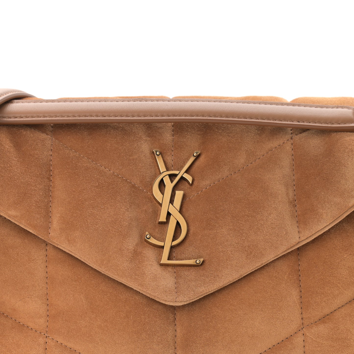 Suede Calfskin Quilted Small Loulou Puffer Monogram Chain Satchel Cinnamon