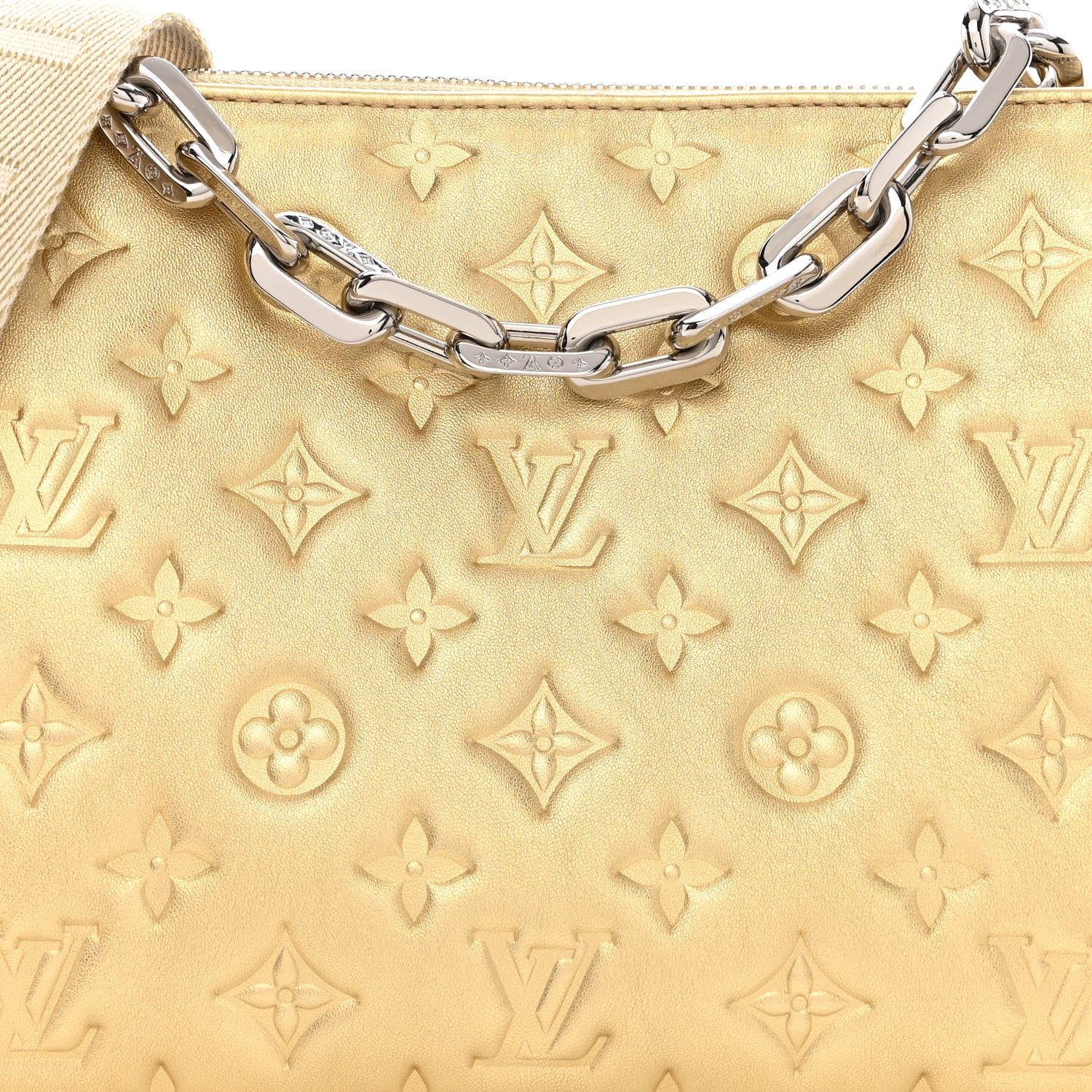 Louis Vuitton Lambskin Embossed Monogram Coussin PM Gold 9 of 11