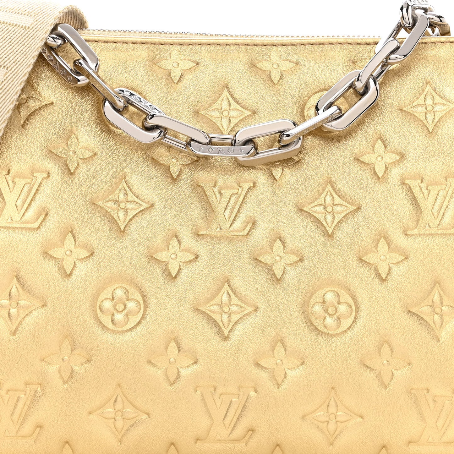 Lambskin Embossed Monogram Coussin PM Gold