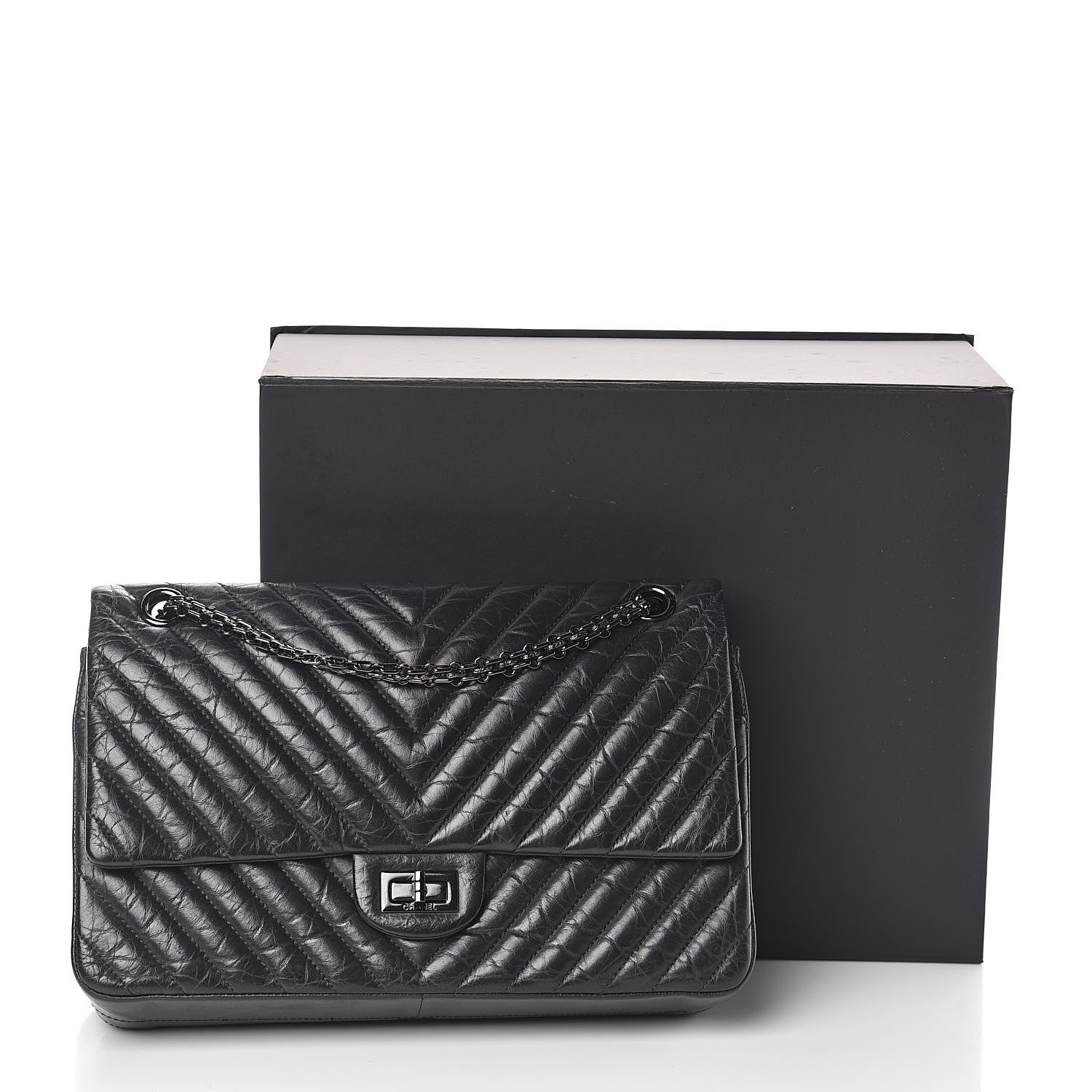 Chanel Aged Calfskin Chevron Quilted 2.55 Reissue 226 So Black 11 of 11