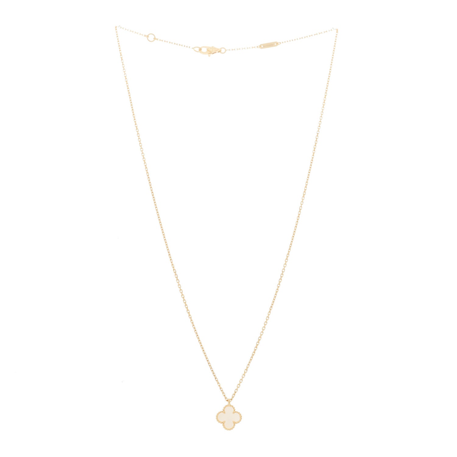 Van Cleef & Arpels 18K Yellow Gold Mother of Pearl Sweet Alhambra Pendant Necklace 3 of 5