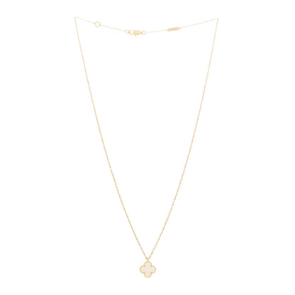 Van Cleef & Arpels 18K Yellow Gold Mother of Pearl Sweet Alhambra Pendant Necklace 3 of 5