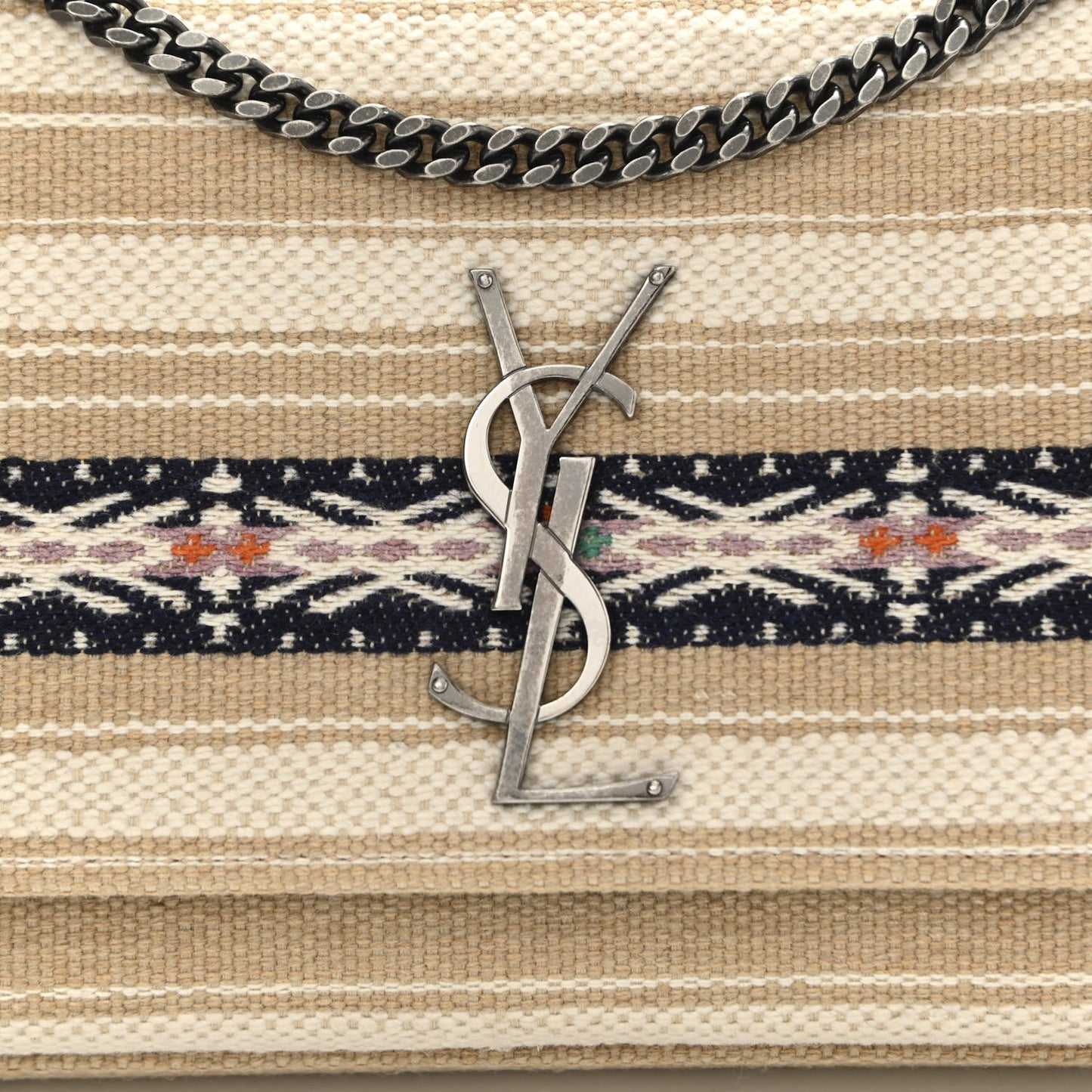 Berber Canvas Striped Medium Classic Monogram Kate Satchel