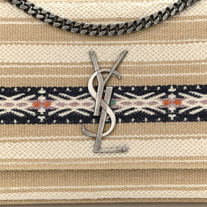 Saint Laurent Berber Canvas Striped Medium Classic Monogram Kate Satchel 8 of 10