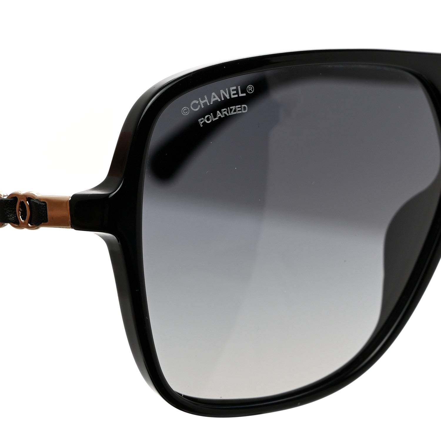 Chanel Metal Calfskin Polarized CC Chain Pilot Sunglasses 5439-Q-A Black 7 of 8