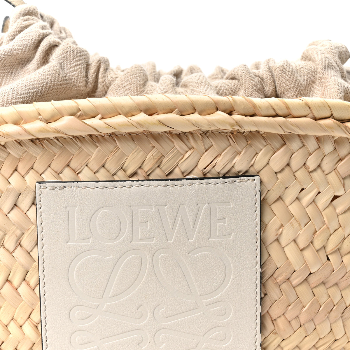 Loewe Raffia Drawstring Basket Tote Bag Natural White 7 of 9