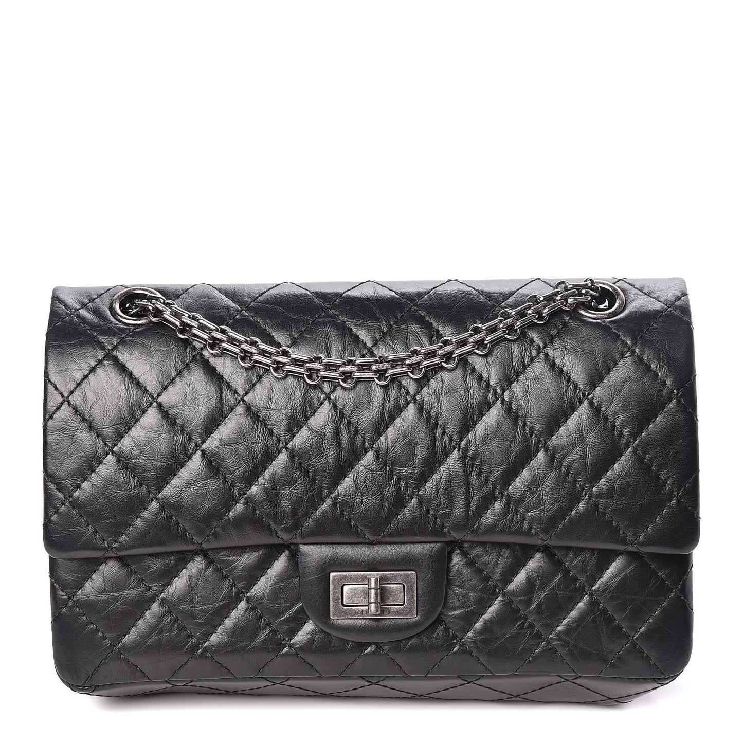Aged Calfskin Quilted 2.55 Reissue 225 Flap Black